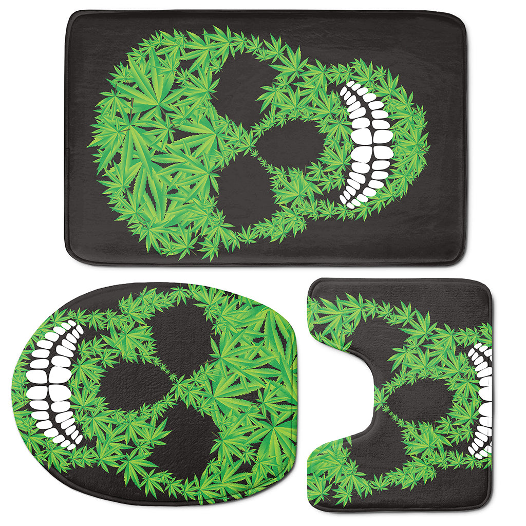Cannabis Skull Print 3 Piece Bath Mat Set