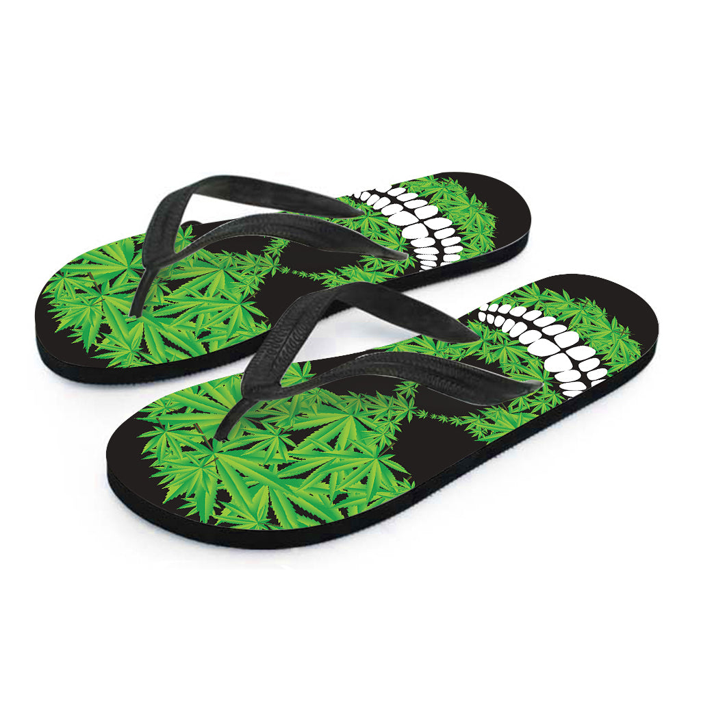 Cannabis Skull Print Flip Flops