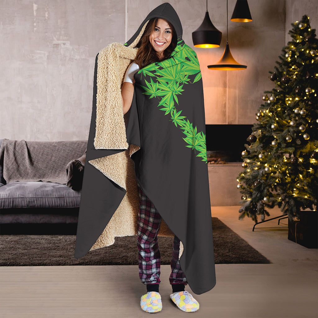 Cannabis Skull Print Hooded Blanket