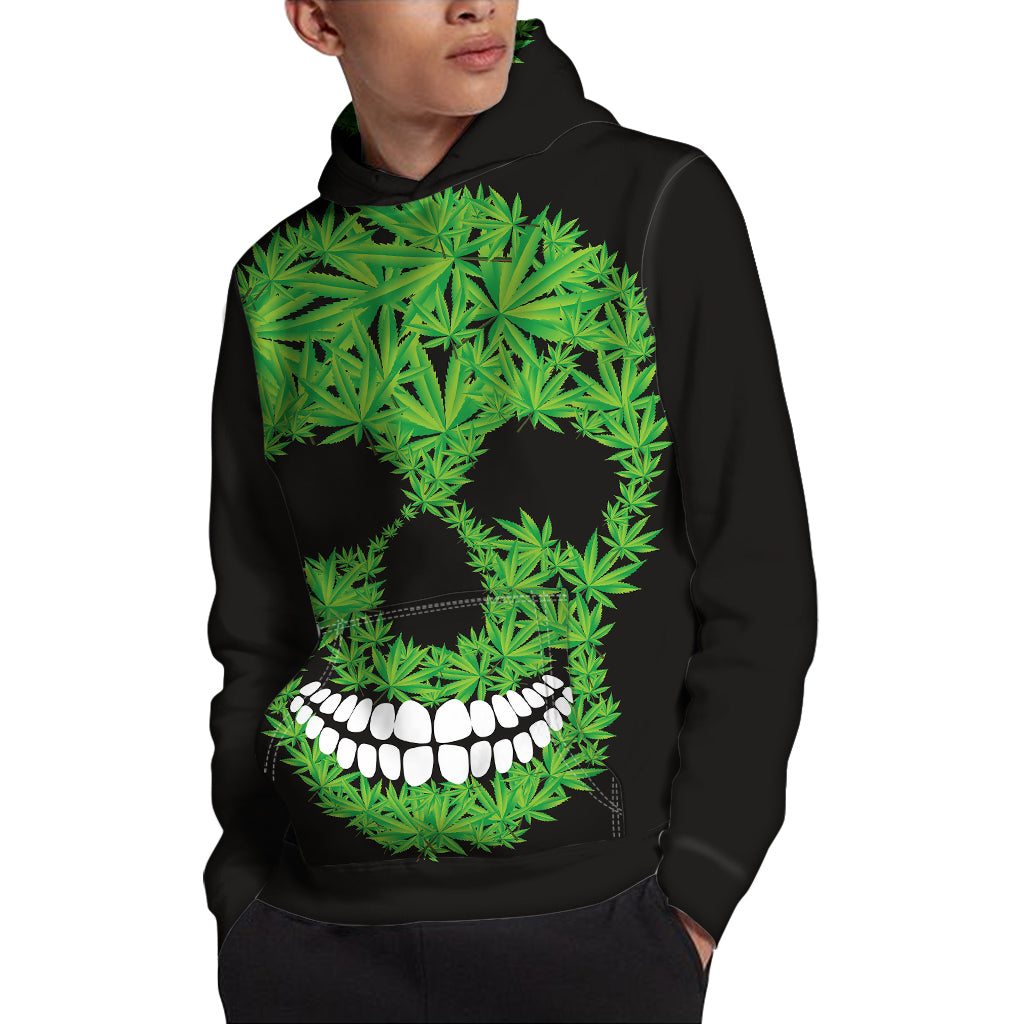 Cannabis Skull Print Pullover Hoodie