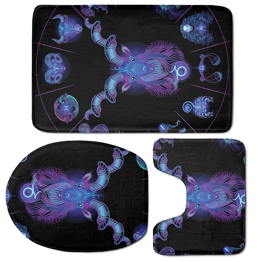 Capricorn And Astrological Signs Print 3 Piece Bath Mat Set