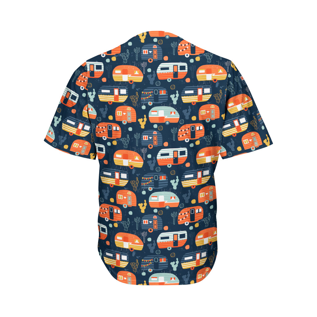 Caravan Camping Pattern Print Men's Baseball Jersey