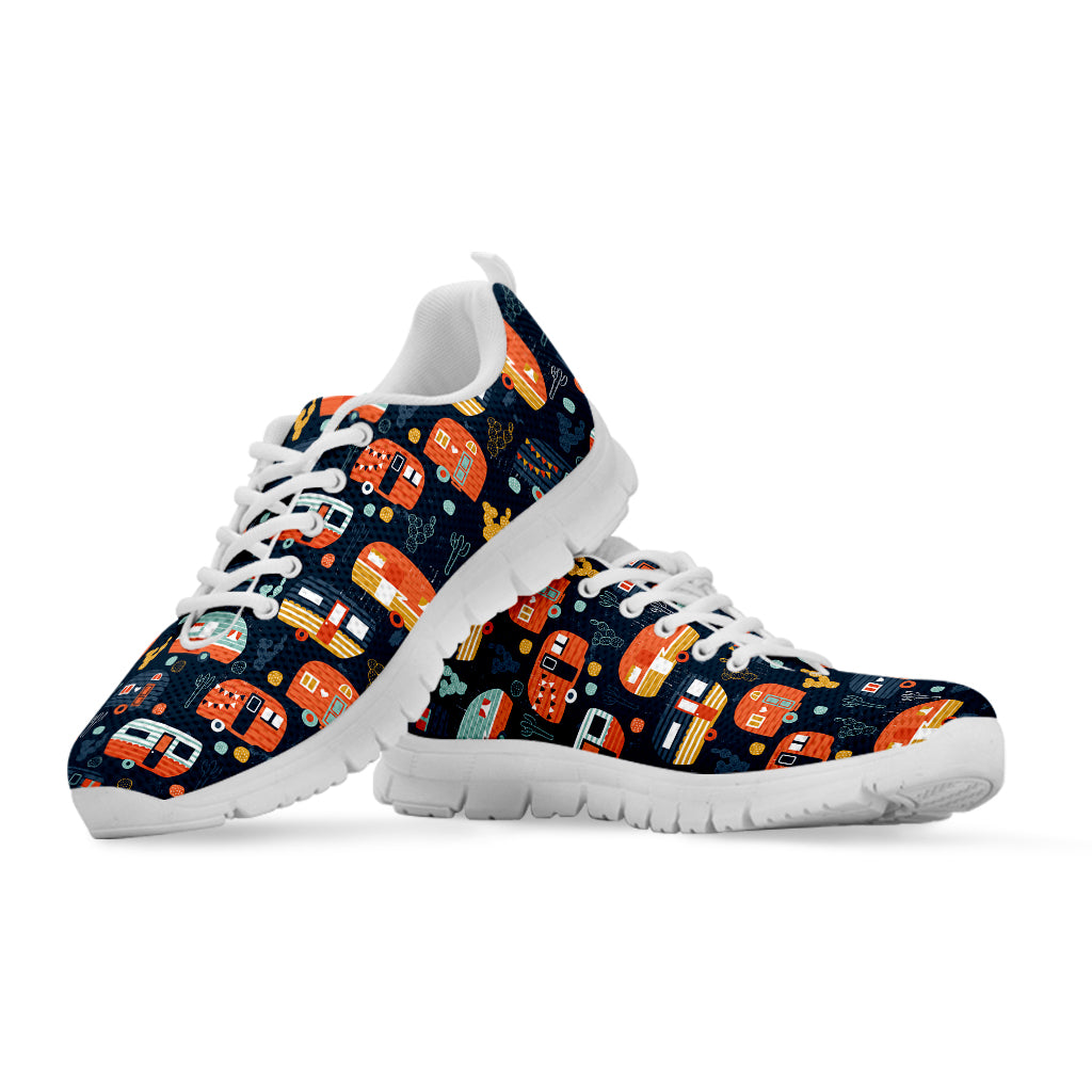 Caravan Camping Pattern Print White Sneakers