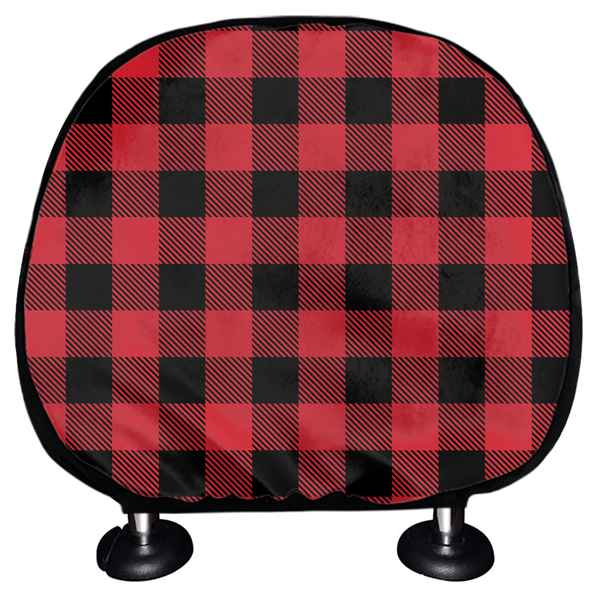 Cardinal Red Buffalo Check Pattern Print Car Headrest Covers