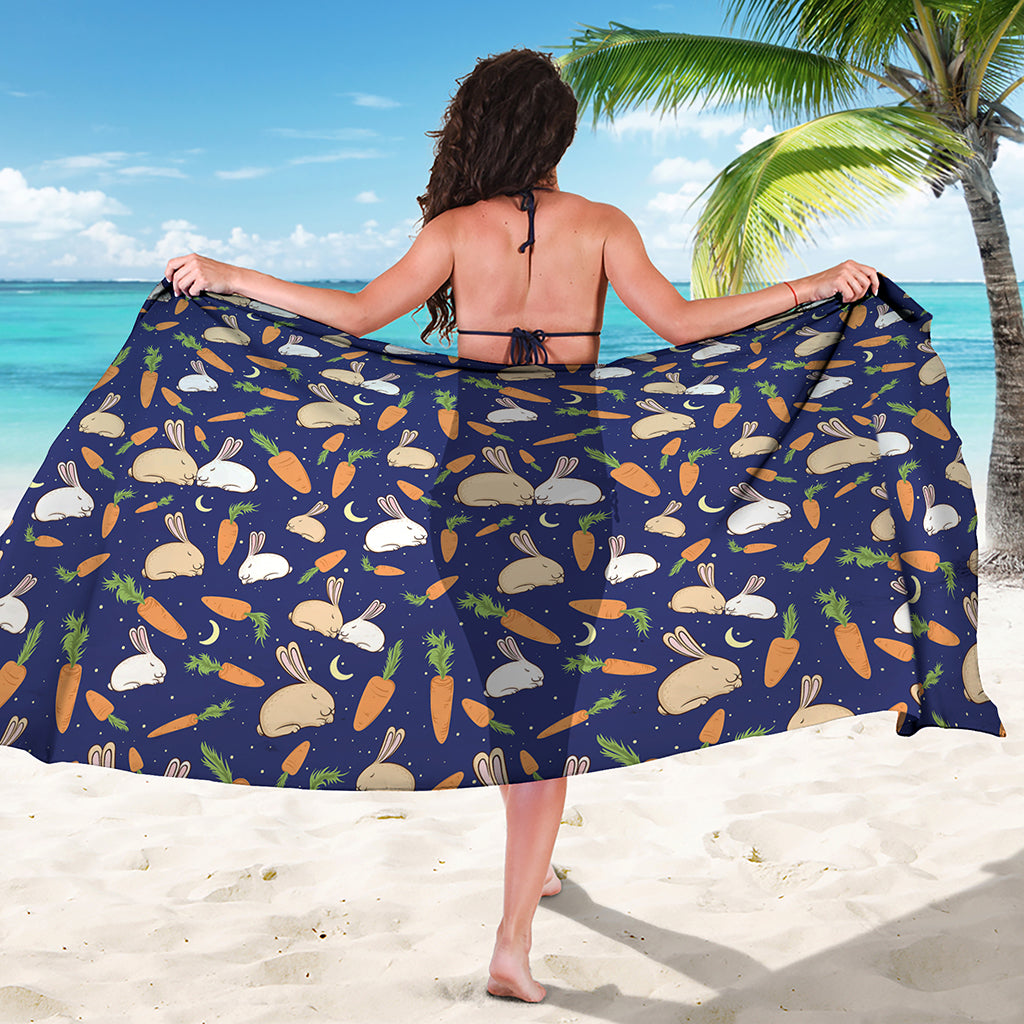 Carrot And Rabbit Pattern Print Beach Sarong Wrap
