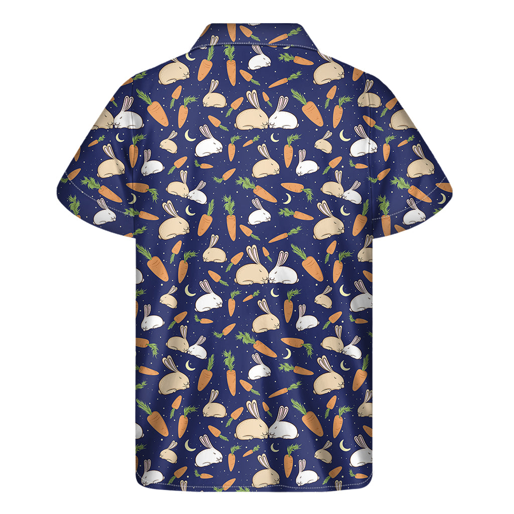 Carrot And Rabbit Pattern Print Men's Short Sleeve Shirt