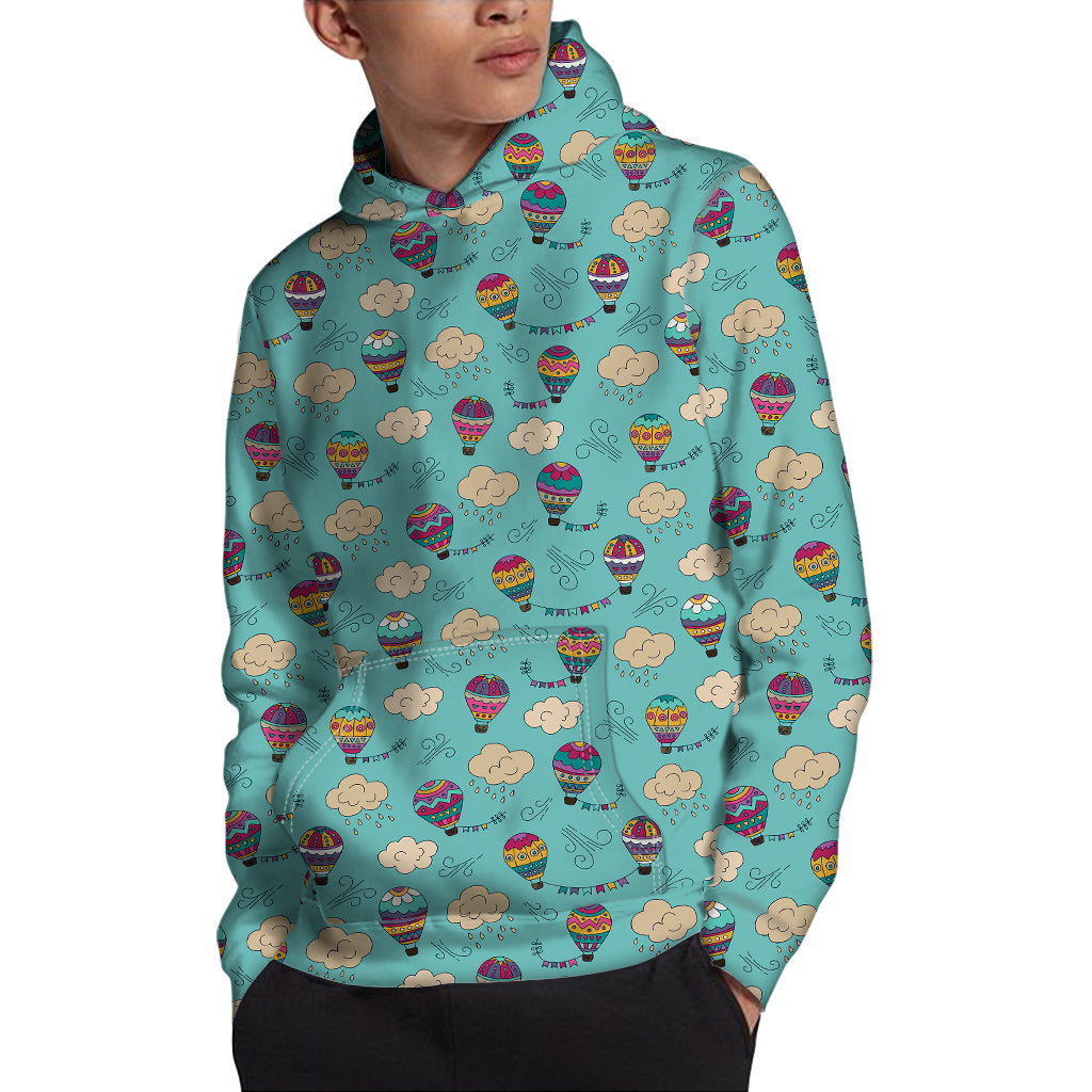 Cartoon Air Balloon Pattern Print Pullover Hoodie