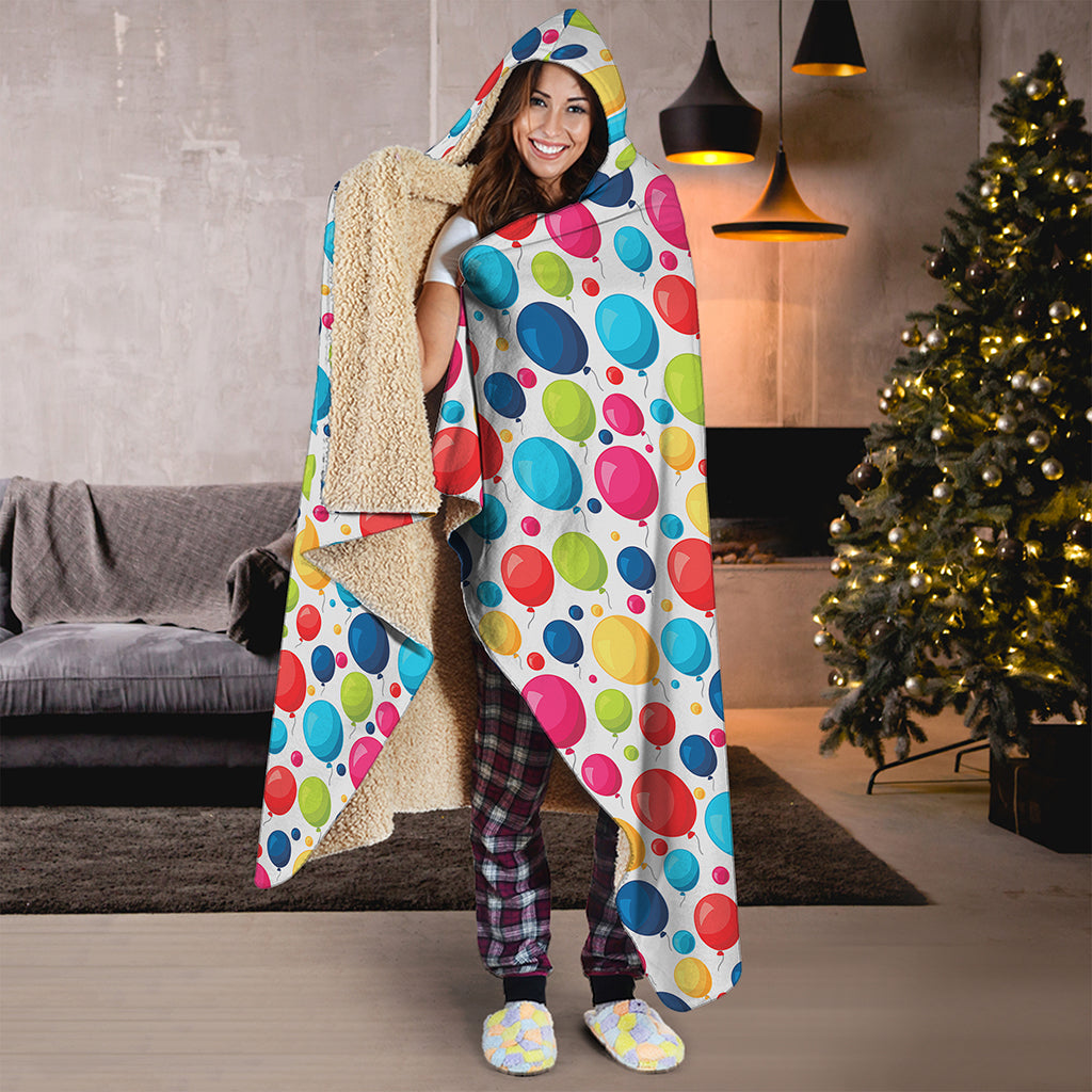 Cartoon Balloon Pattern Print Hooded Blanket