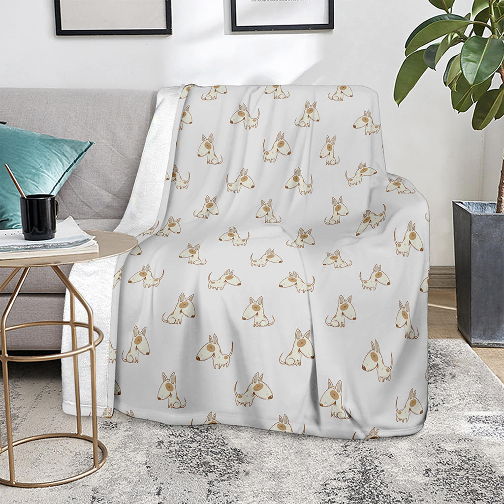 Cartoon Bull Terrier Pattern Print Blanket
