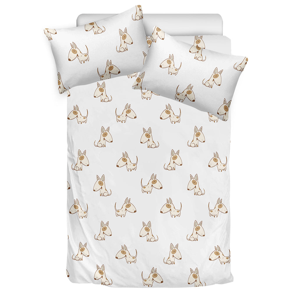 Cartoon Bull Terrier Pattern Print Duvet Cover Bedding Set
