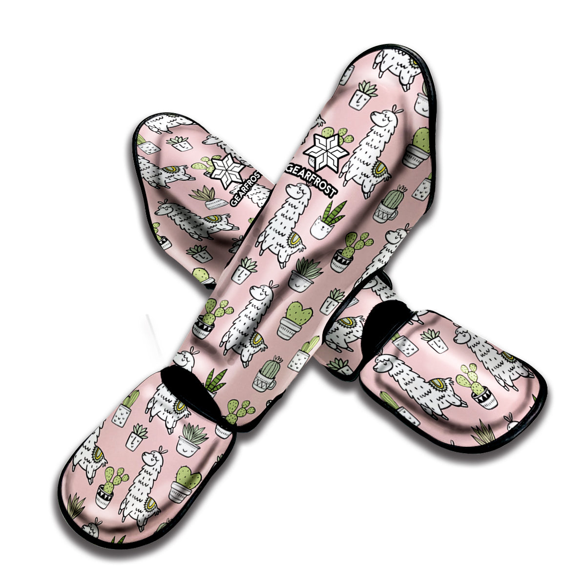 Cartoon Cactus And Llama Pattern Print Muay Thai Shin Guard
