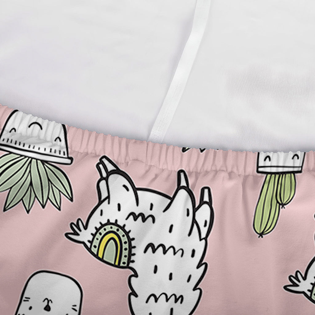 Cartoon Cactus And Llama Pattern Print Sofa Cover