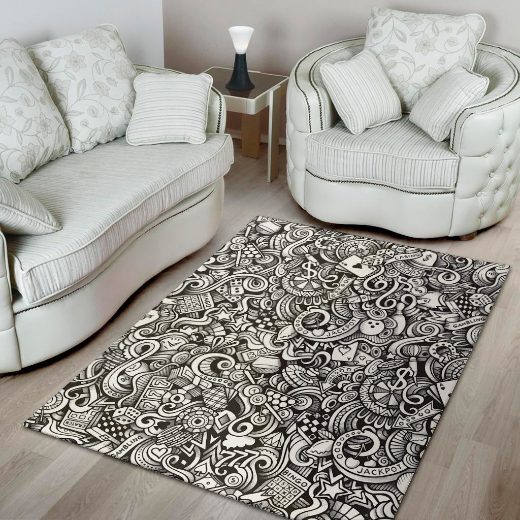 Cartoon Casino Card Pattern Print Area Rug