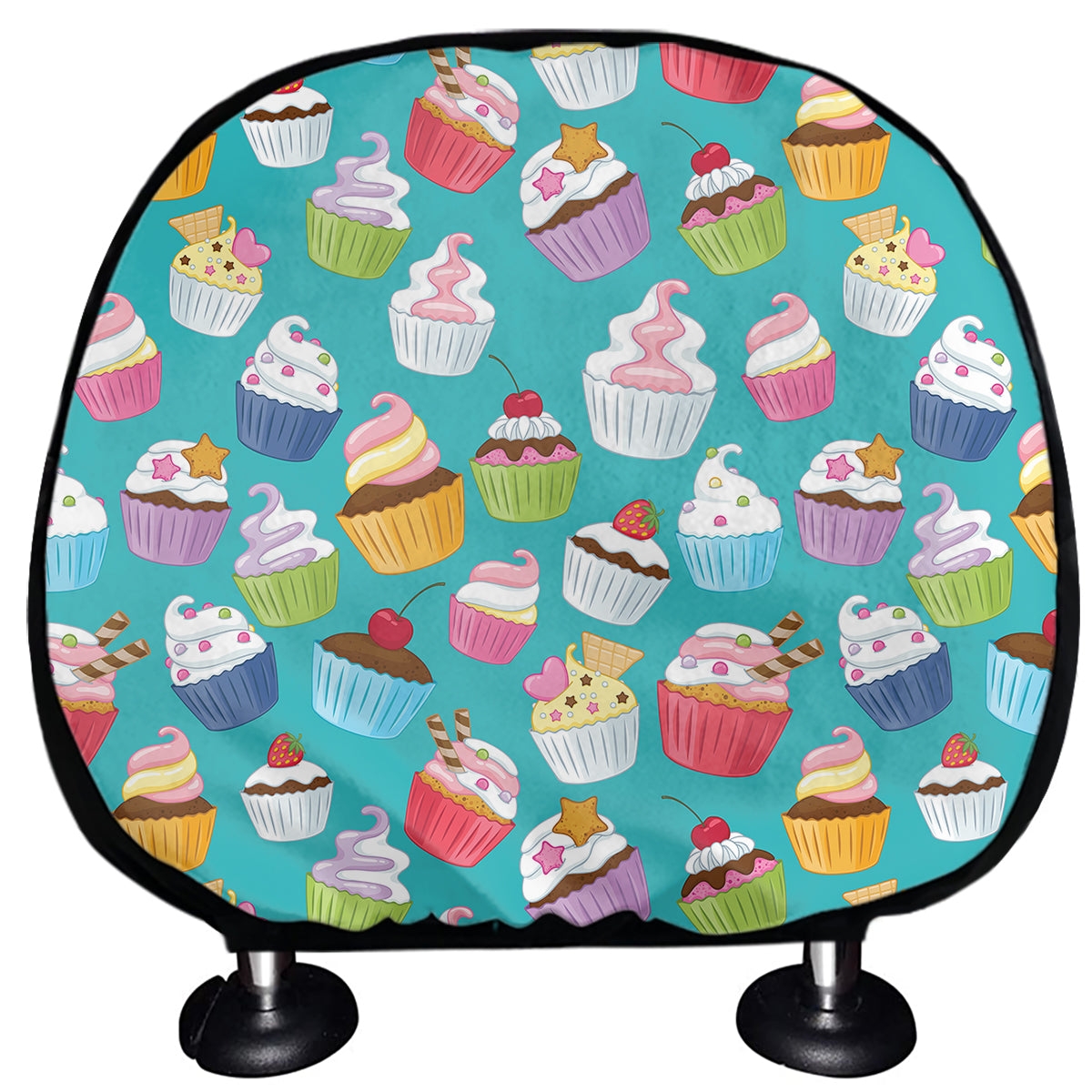 Cartoon Cupcake Pattern Print Car Headrest Covers