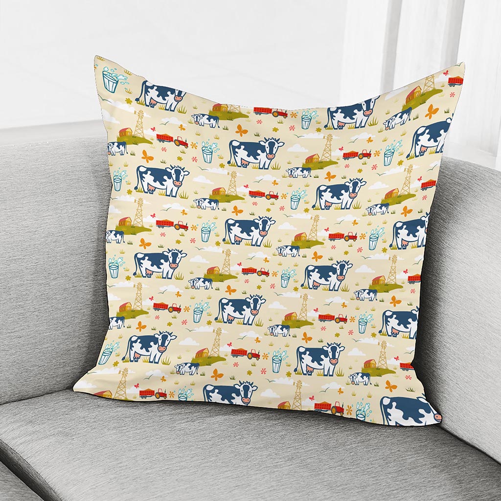 Cartoon Dairy Cow Farm Pattern Print Pillow Cover