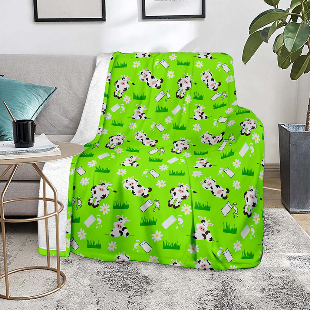Cartoon Daisy And Cow Pattern Print Blanket