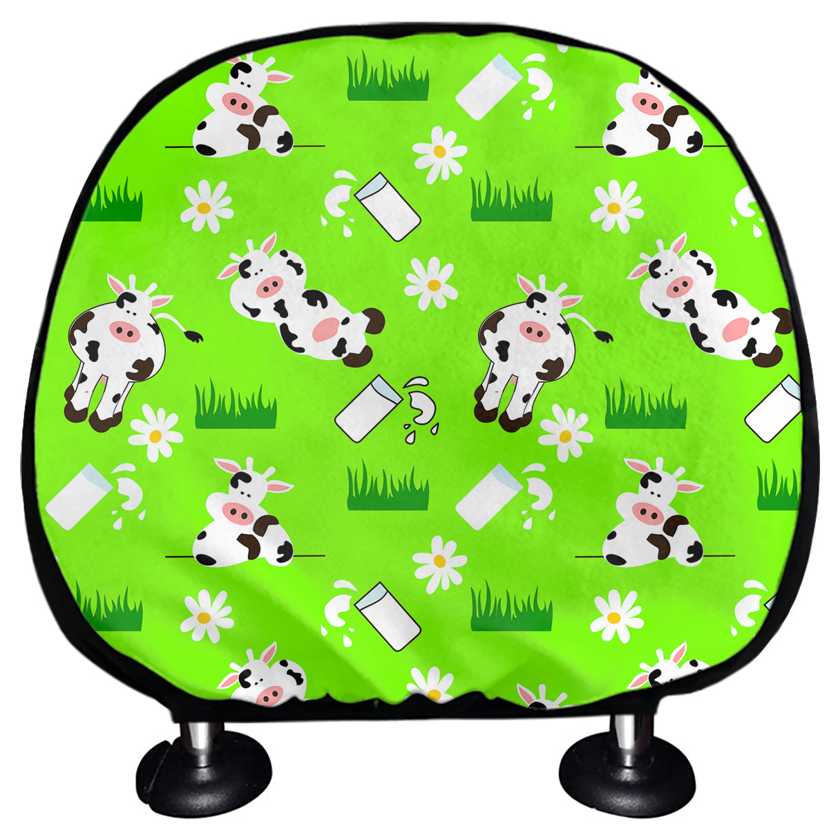 Cartoon Daisy And Cow Pattern Print Car Headrest Covers