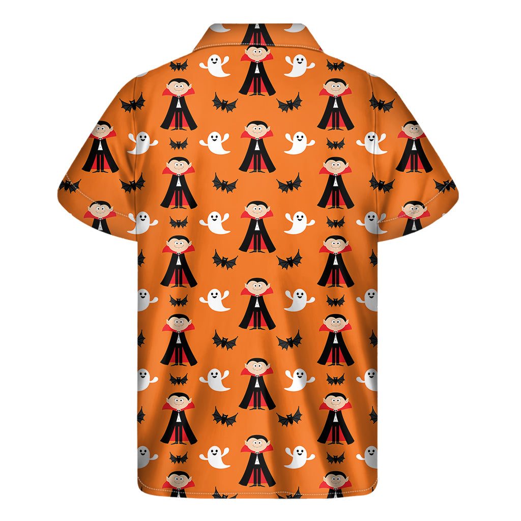 Cartoon Dracula Pattern Print Men's Short Sleeve Shirt