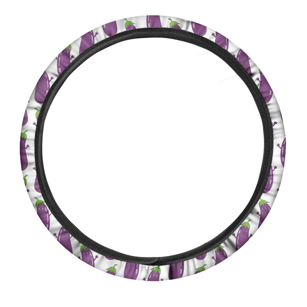 Cartoon Eggplant Pattern Print Car Steering Wheel Cover