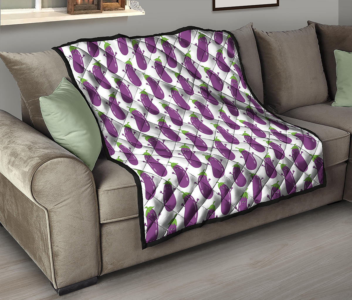 Cartoon Eggplant Pattern Print Quilt
