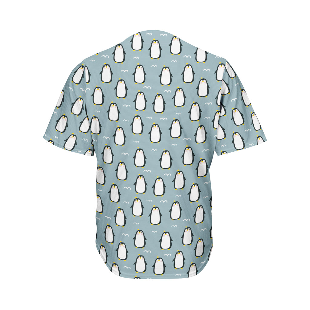 Cartoon Emperor Penguin Pattern Print Men's Baseball Jersey
