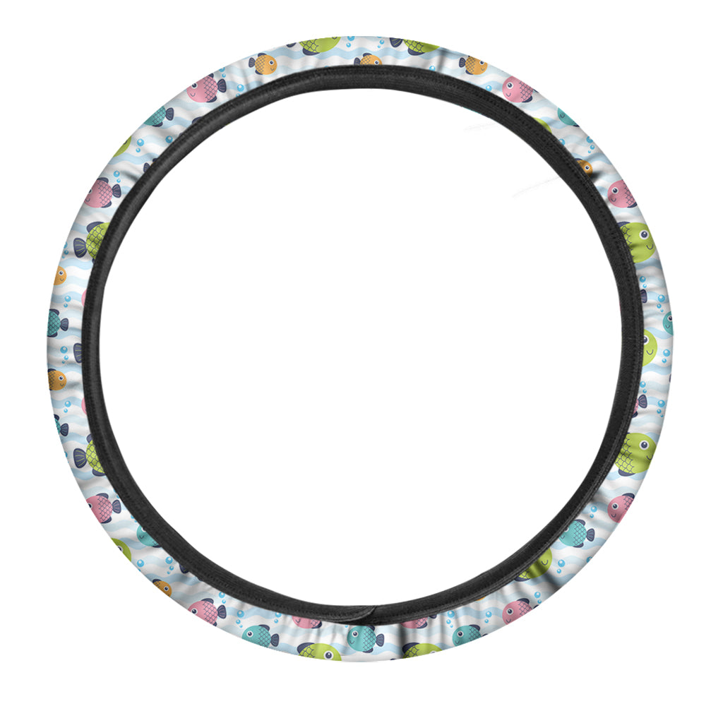 Cartoon Fish Pattern Print Car Steering Wheel Cover