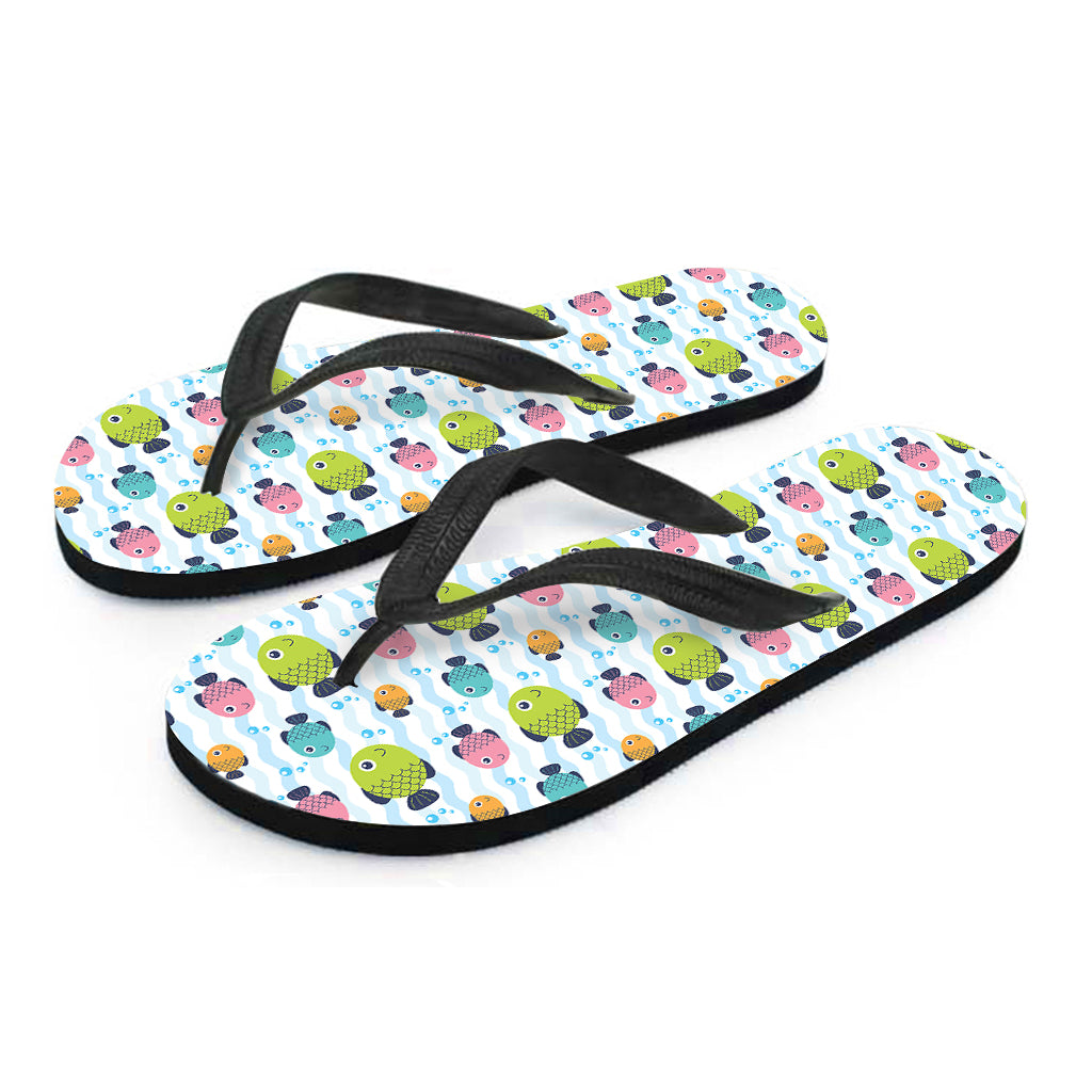 Cartoon Fish Pattern Print Flip Flops