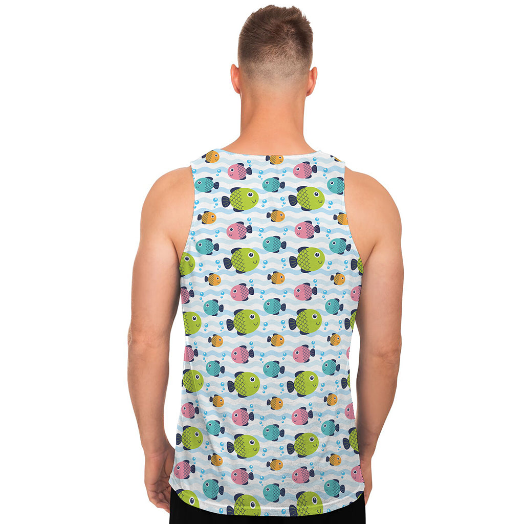 Cartoon Fish Pattern Print Men's Tank Top