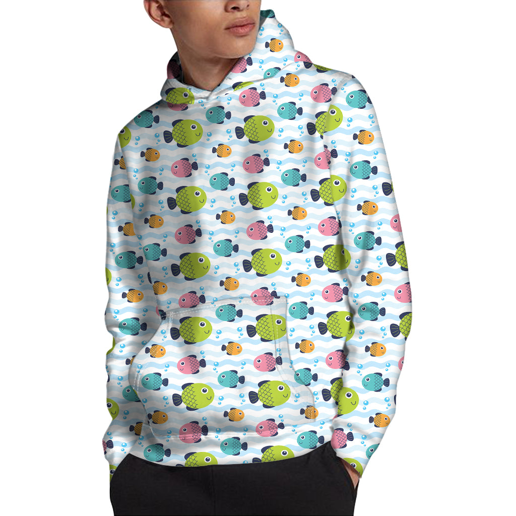 Cartoon Fish Pattern Print Pullover Hoodie