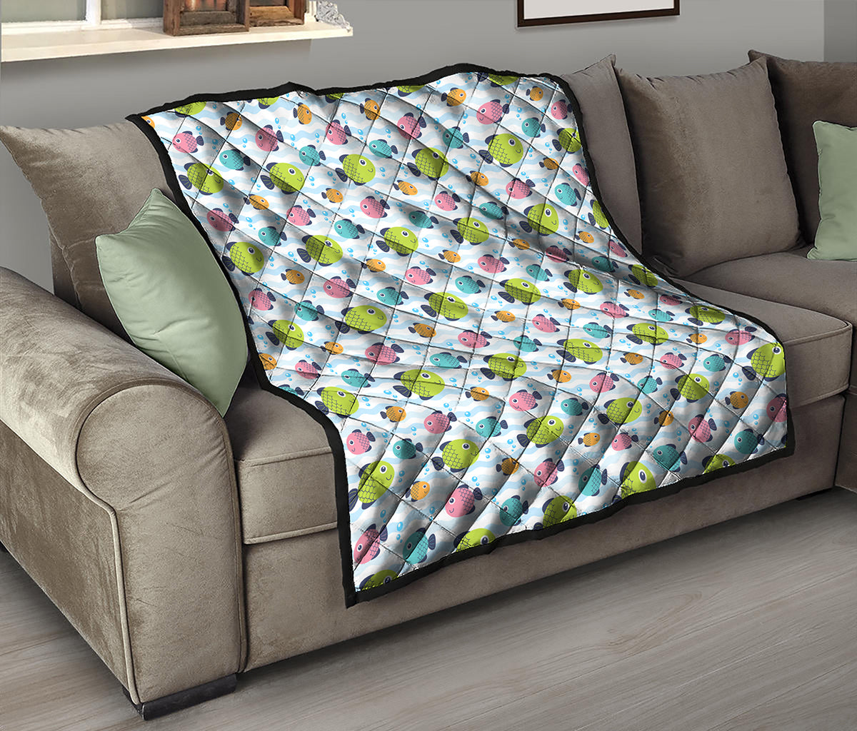 Cartoon Fish Pattern Print Quilt