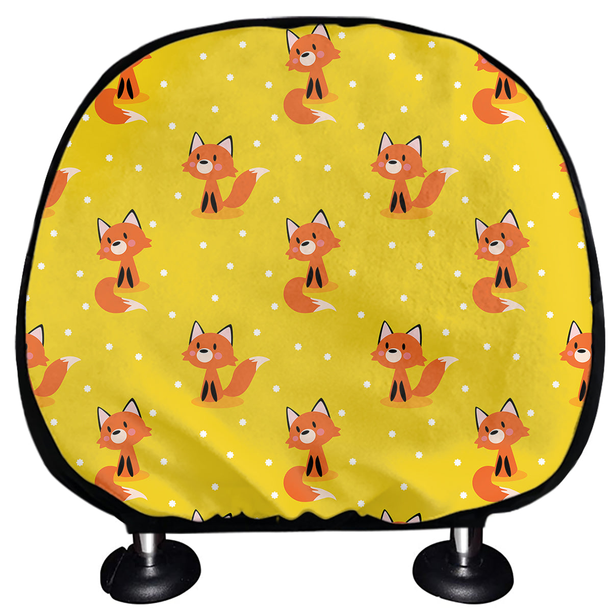 Cartoon Fox Pattern Print Car Headrest Covers