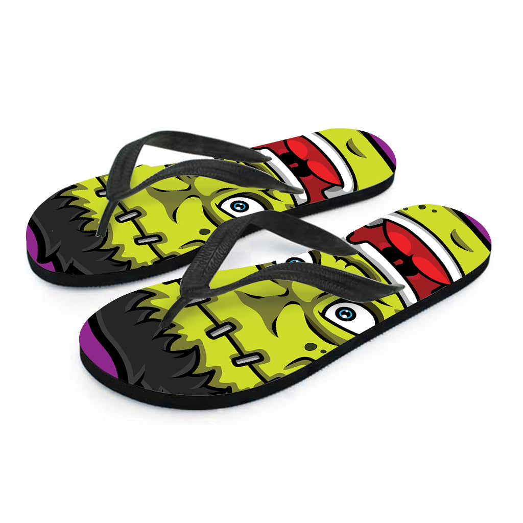 Cartoon Frankenstein Print Flip Flops