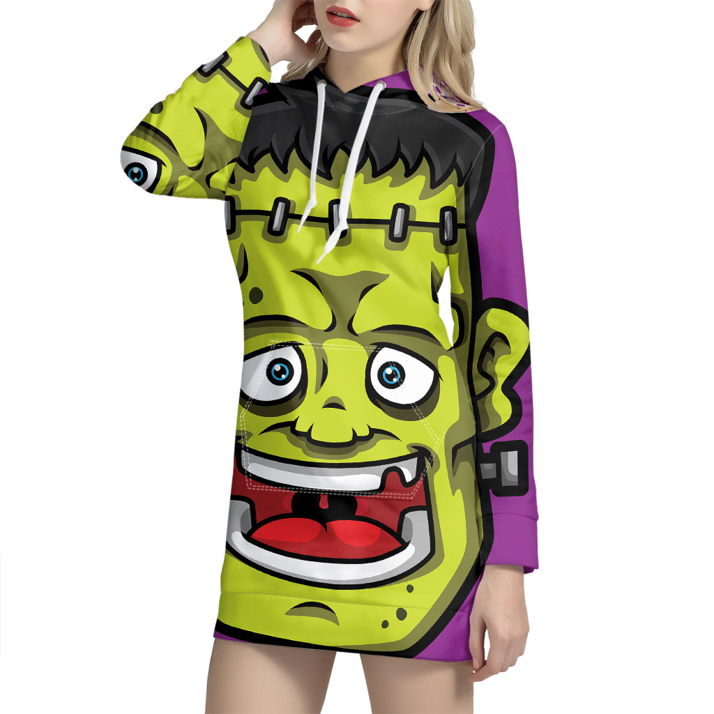 Cartoon Frankenstein Print Pullover Hoodie Dress