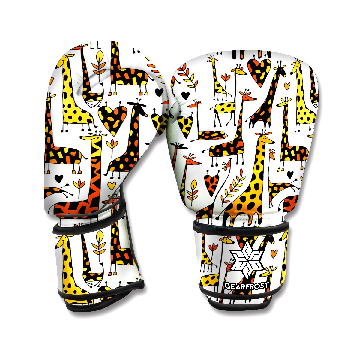 Cartoon Giraffe Pattern Print Boxing Gloves