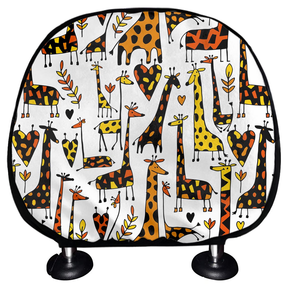Cartoon Giraffe Pattern Print Car Headrest Covers