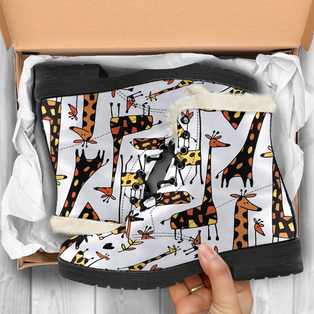 Cartoon Giraffe Pattern Print Comfy Boots GearFrost