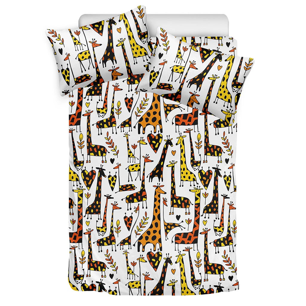 Cartoon Giraffe Pattern Print Duvet Cover Bedding Set