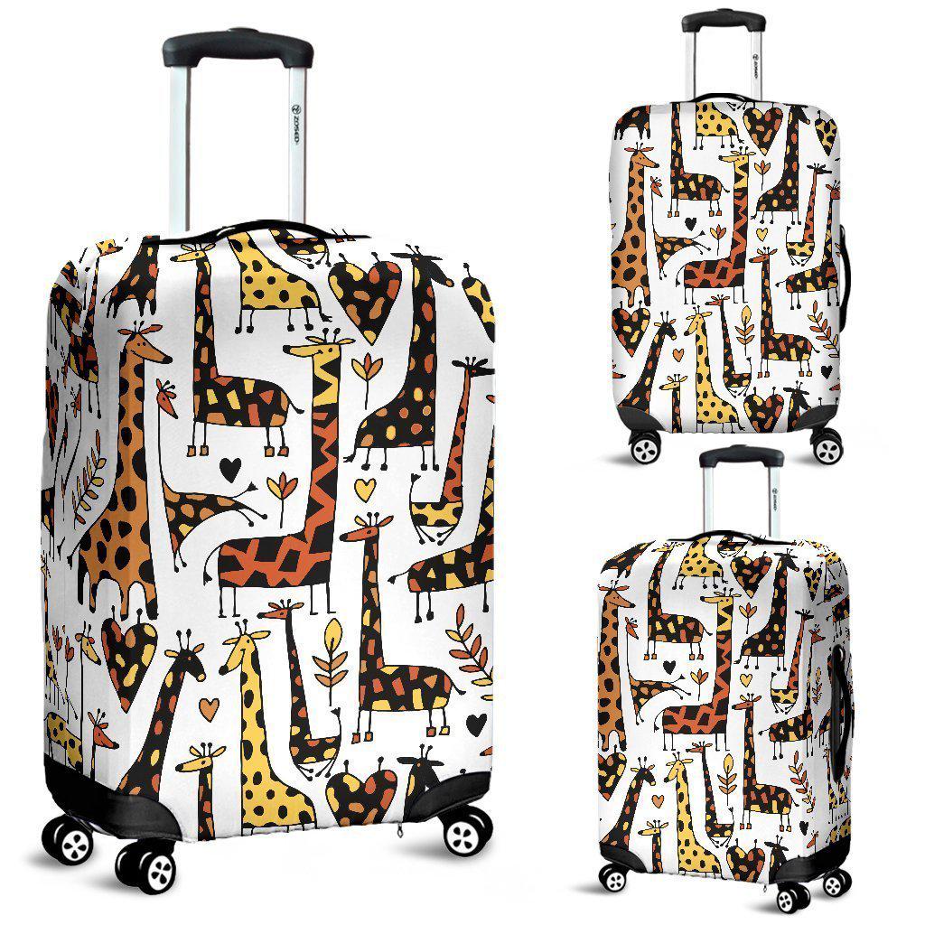 Cartoon Giraffe Pattern Print Luggage Cover GearFrost