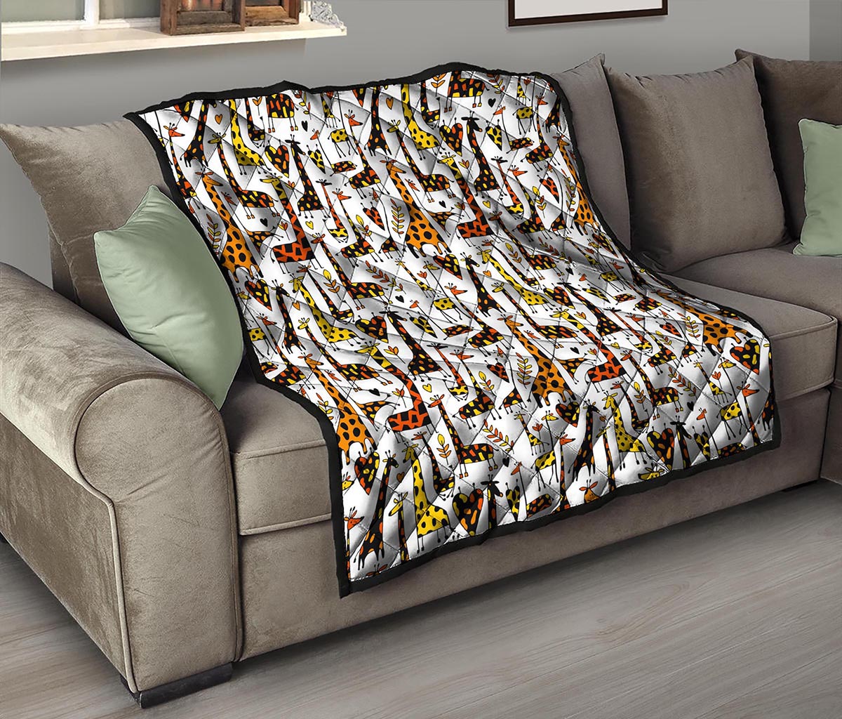 Cartoon Giraffe Pattern Print Quilt