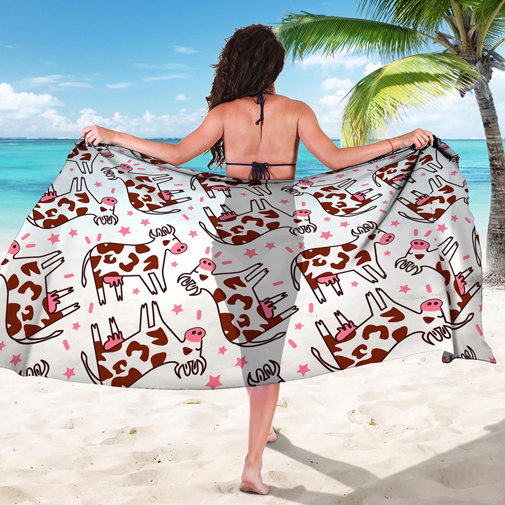 Cartoon Happy Dairy Cow Pattern Print Beach Sarong Wrap