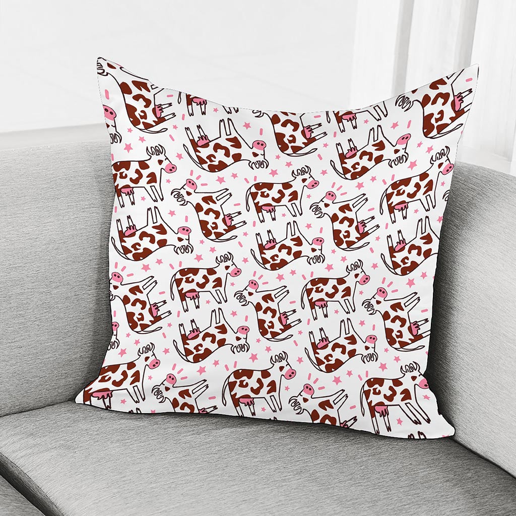 Cartoon Happy Dairy Cow Pattern Print Pillow Cover