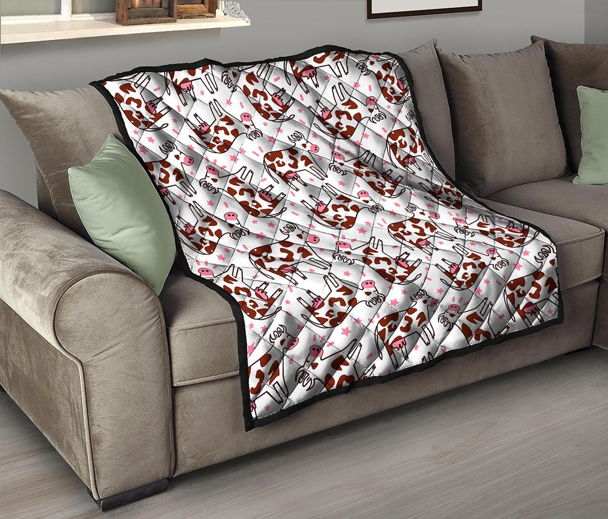 Cartoon Happy Dairy Cow Pattern Print Quilt