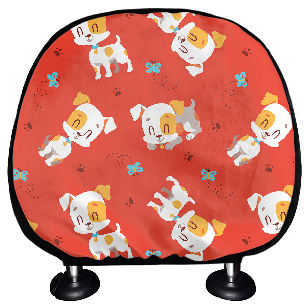 Cartoon Jack Russell Terrier Print Car Headrest Covers