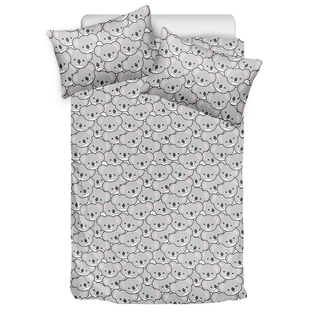Cartoon Koala Pattern Print Duvet Cover Bedding Set