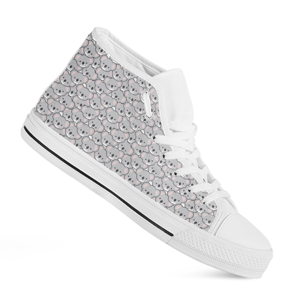 Cartoon Koala Pattern Print White High Top Shoes