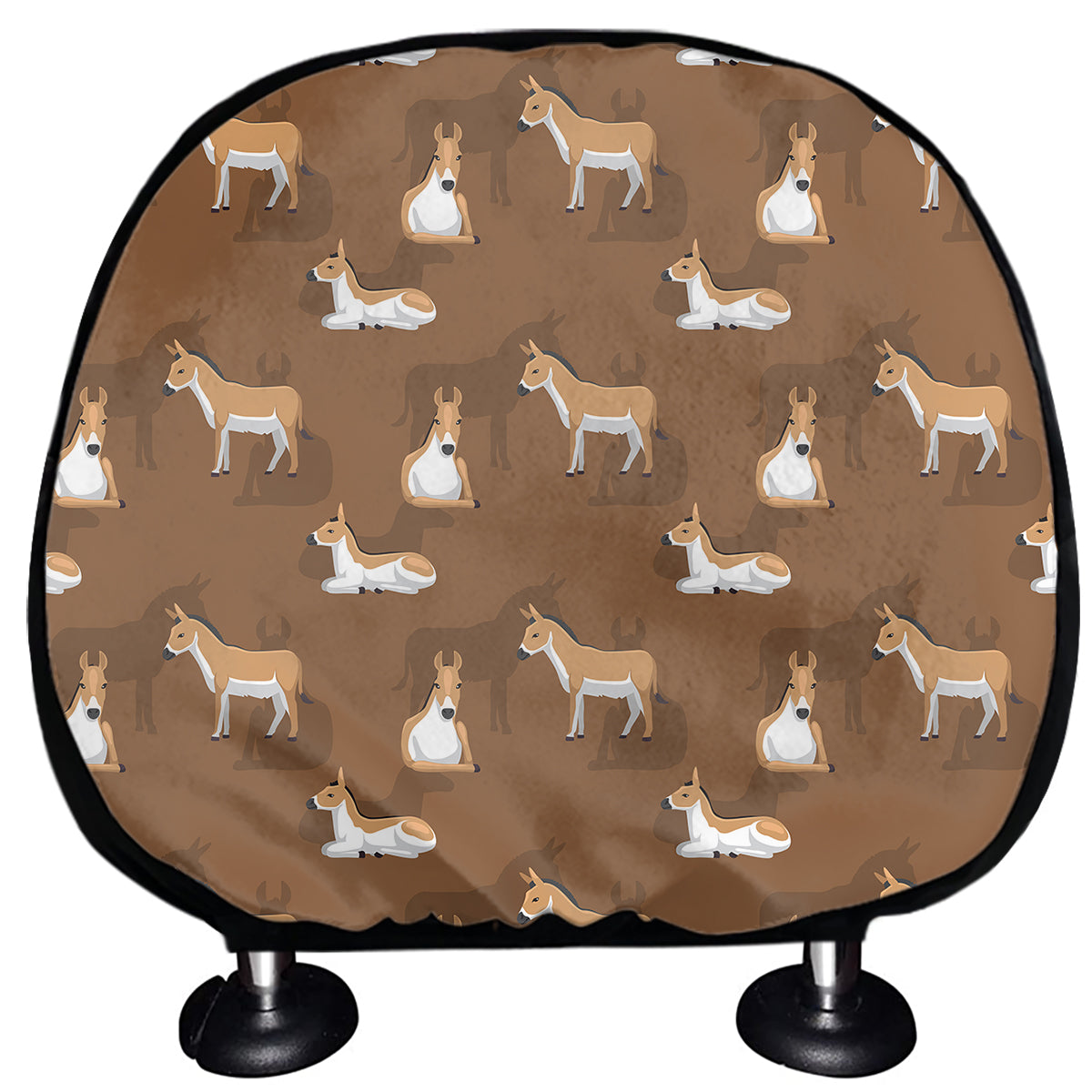 Cartoon Kulan Donkey Pattern Print Car Headrest Covers