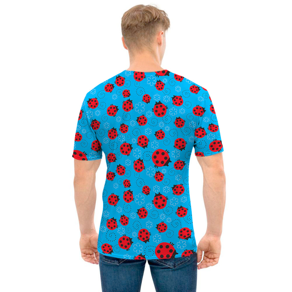 Cartoon Ladybird Pattern Print Men's T-Shirt