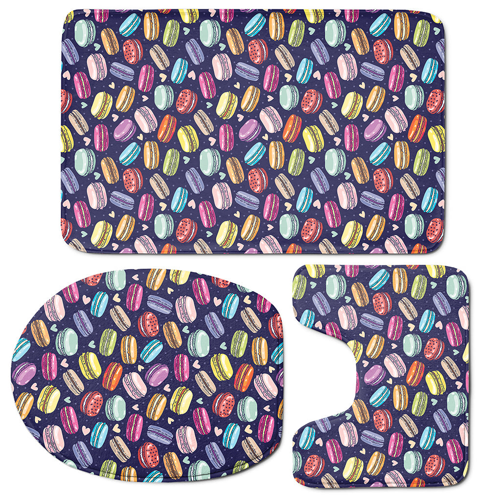 Cartoon Macaron Pattern Print 3 Piece Bath Mat Set