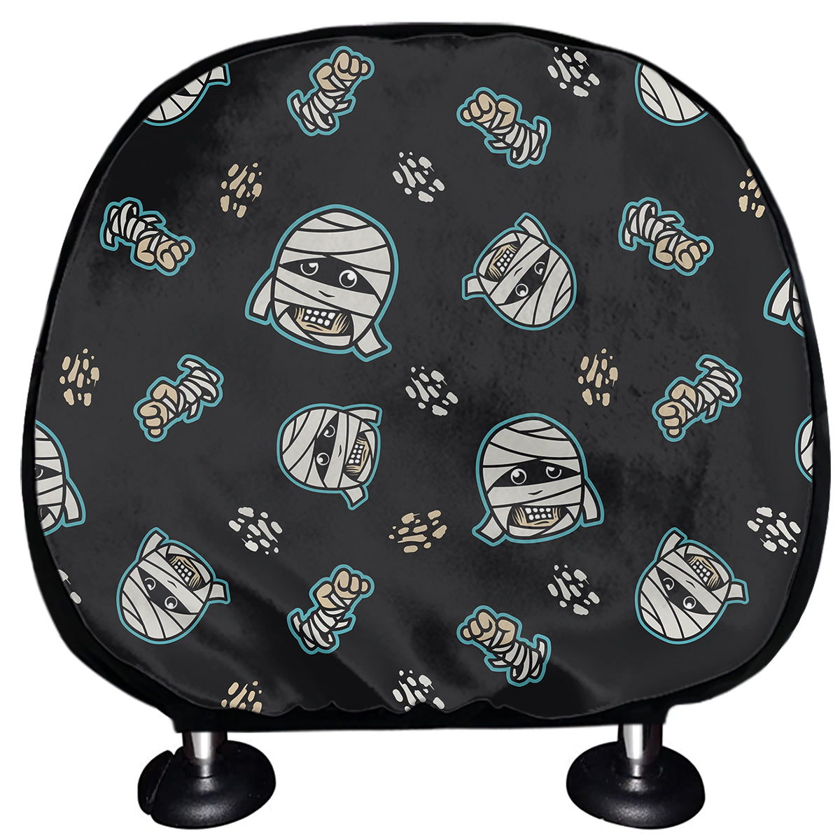 Cartoon Mummy Pattern Print Car Headrest Covers