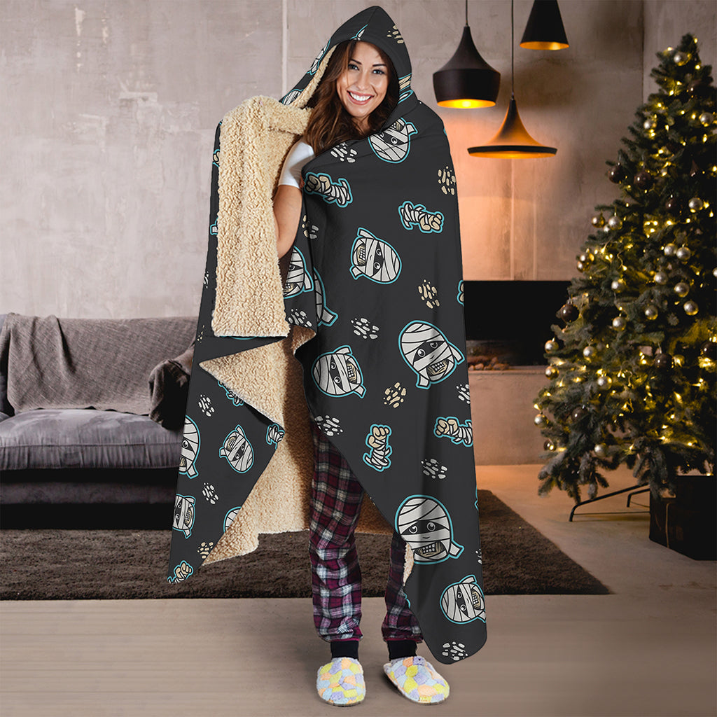 Cartoon Mummy Pattern Print Hooded Blanket